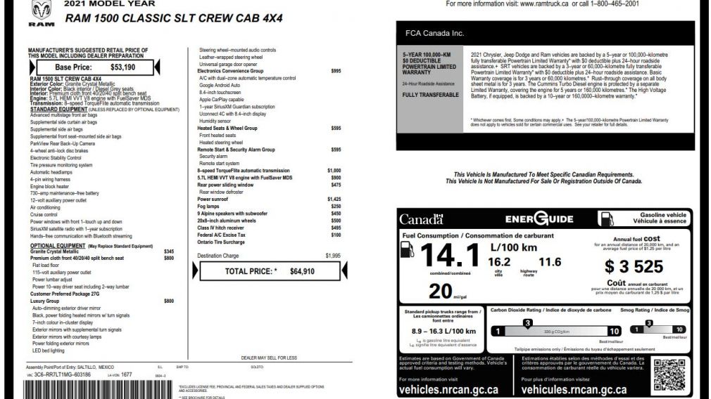2021 Ram 1500 SLT 4x4 Crew Cab 5'7" Box V8 TOIT HITCH #32