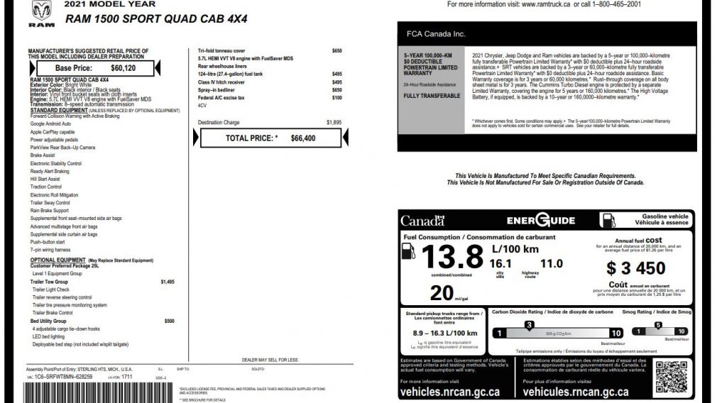 2021 Ram 1500 Sport HEMI TRAILER TOW GROUP #33