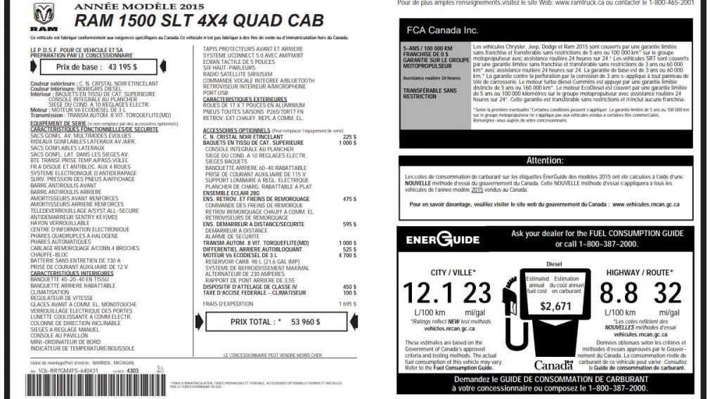 2015 Dodge Ram 4WD Quad Cab 140.5" SLT ECODIESEL ENS. REMORQUAGE #32