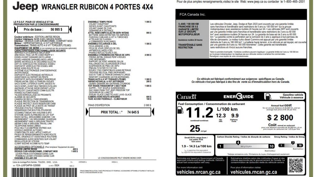 2023 Jeep Wrangler Rubicon 4x4 ENSEMBLE XTREMERECON PNEUS 35 POUCES #35