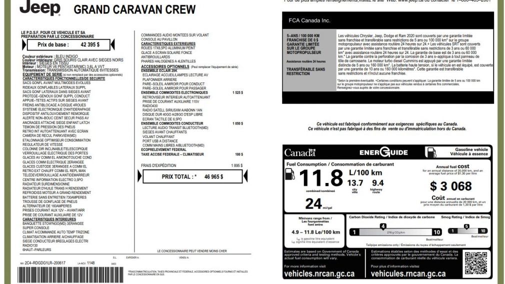 2020 Dodge GR Caravan Crew FULL STOW N GO SIEGES ET VOLANT CHAUFFANT #32